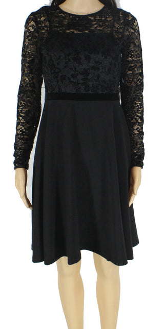 Vestido de veludo e renda Ralph Lauren feminino, preto, tamanho 2, pequeno