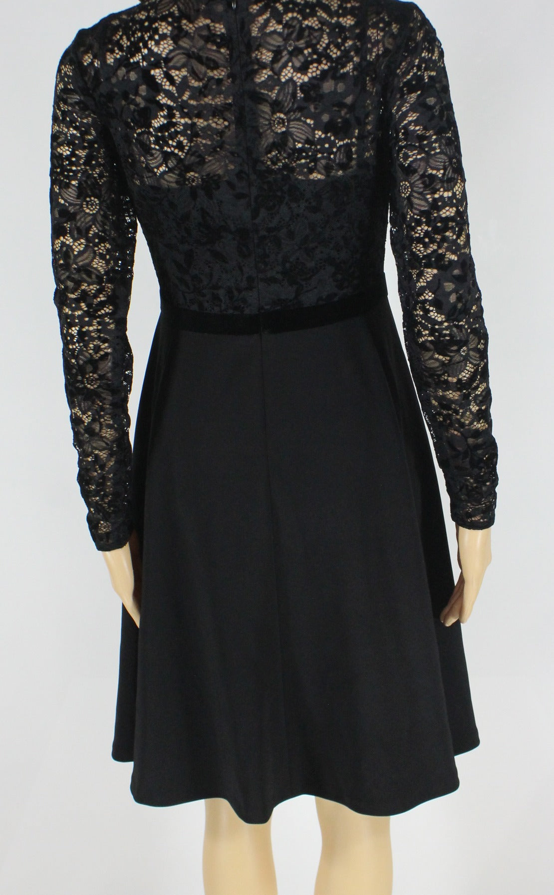 Vestido de veludo e renda Ralph Lauren feminino, preto, tamanho 2, pequeno