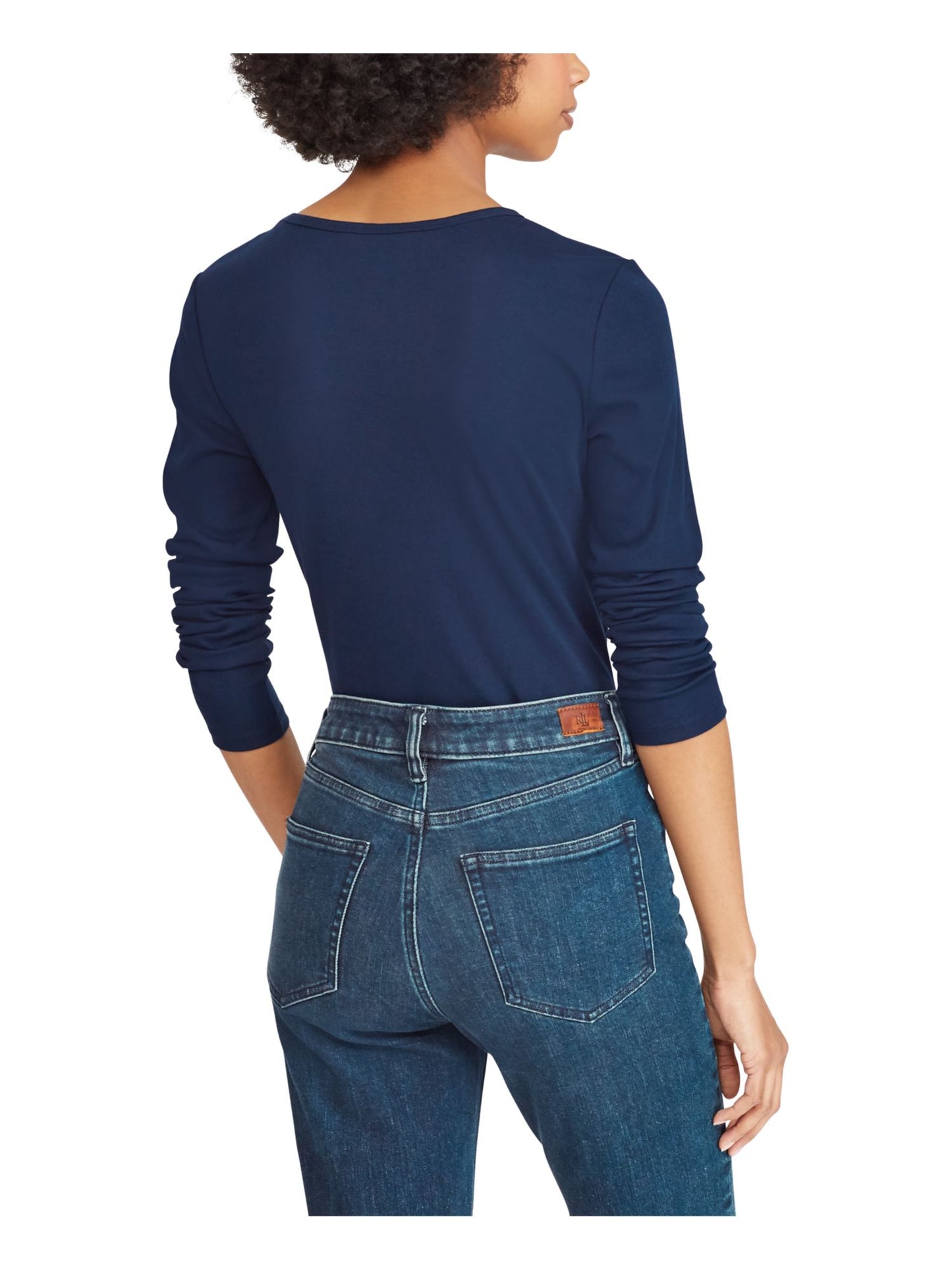 Camiseta térmica feminina Ralph Lauren, azul, tamanho pequeno, extrapequeno