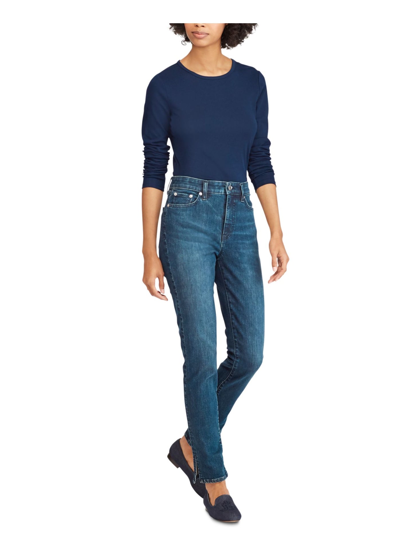 Camiseta térmica feminina Ralph Lauren, azul, tamanho pequeno, extrapequeno