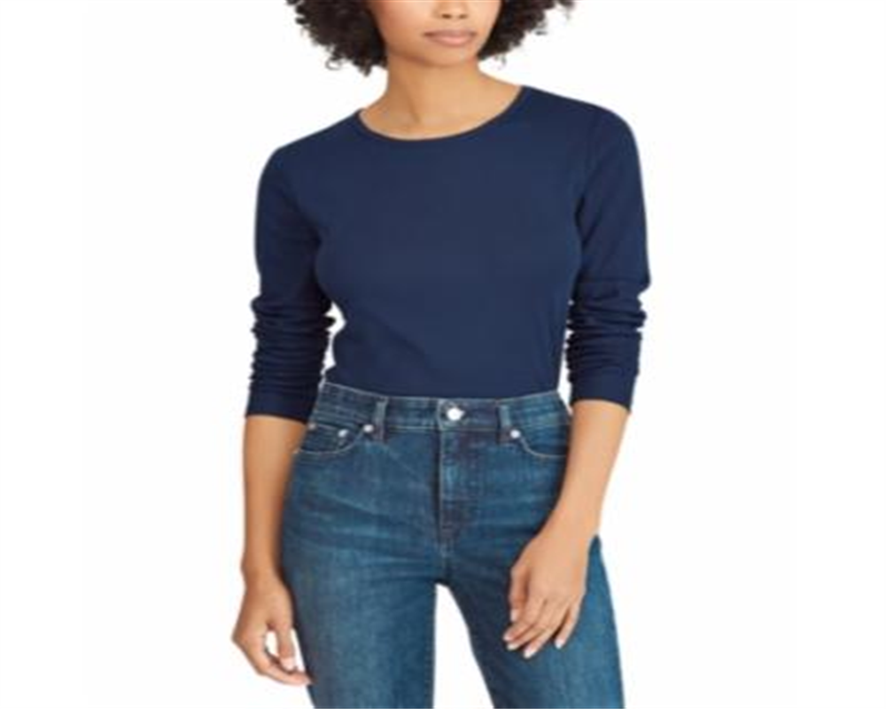 Camiseta térmica feminina Ralph Lauren, azul, tamanho pequeno, extrapequeno