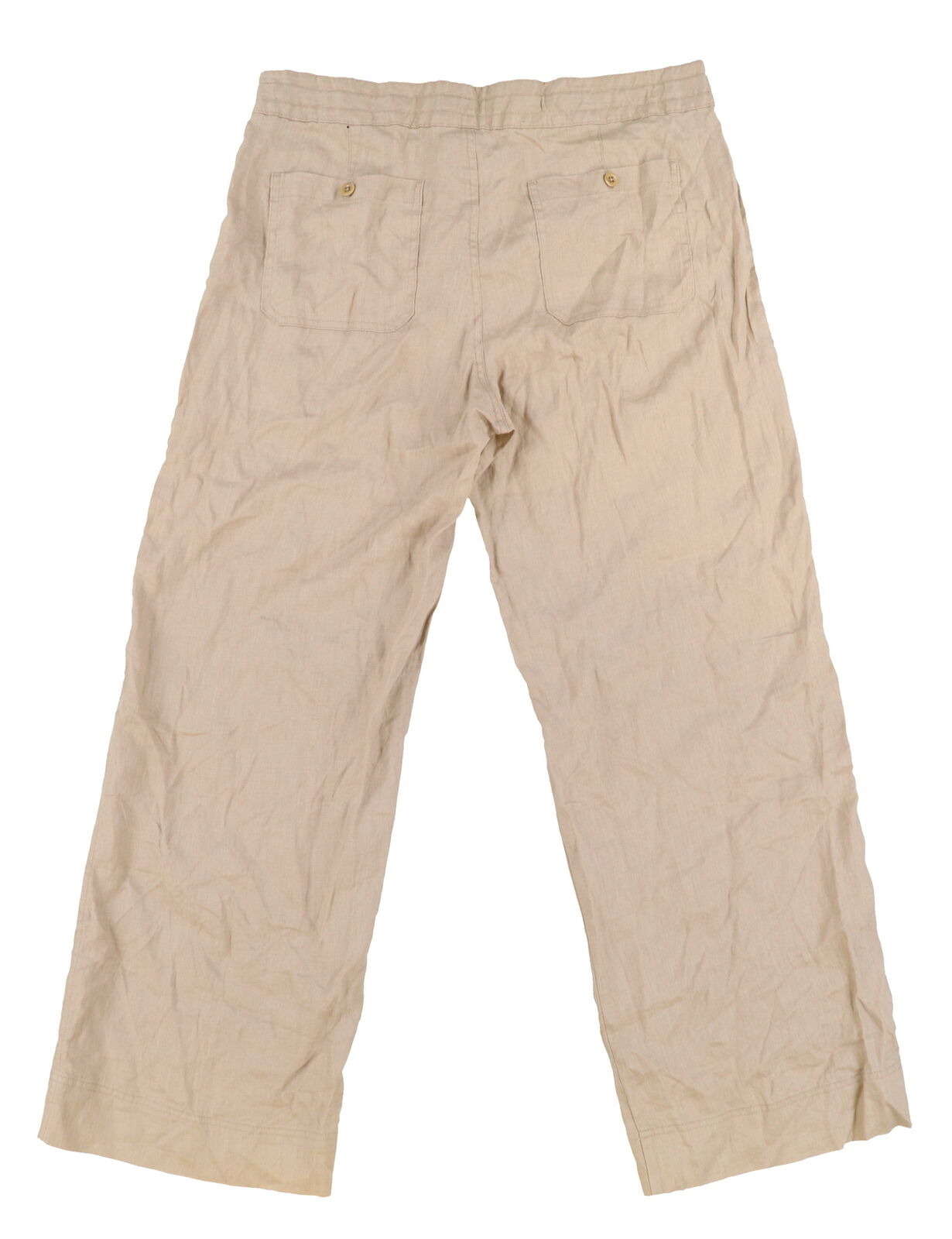 Calça feminina Ralph Lauren de linho com perna larga, marrom, tamanho 12