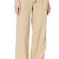 Calça feminina Ralph Lauren de linho com perna larga, marrom, tamanho 12