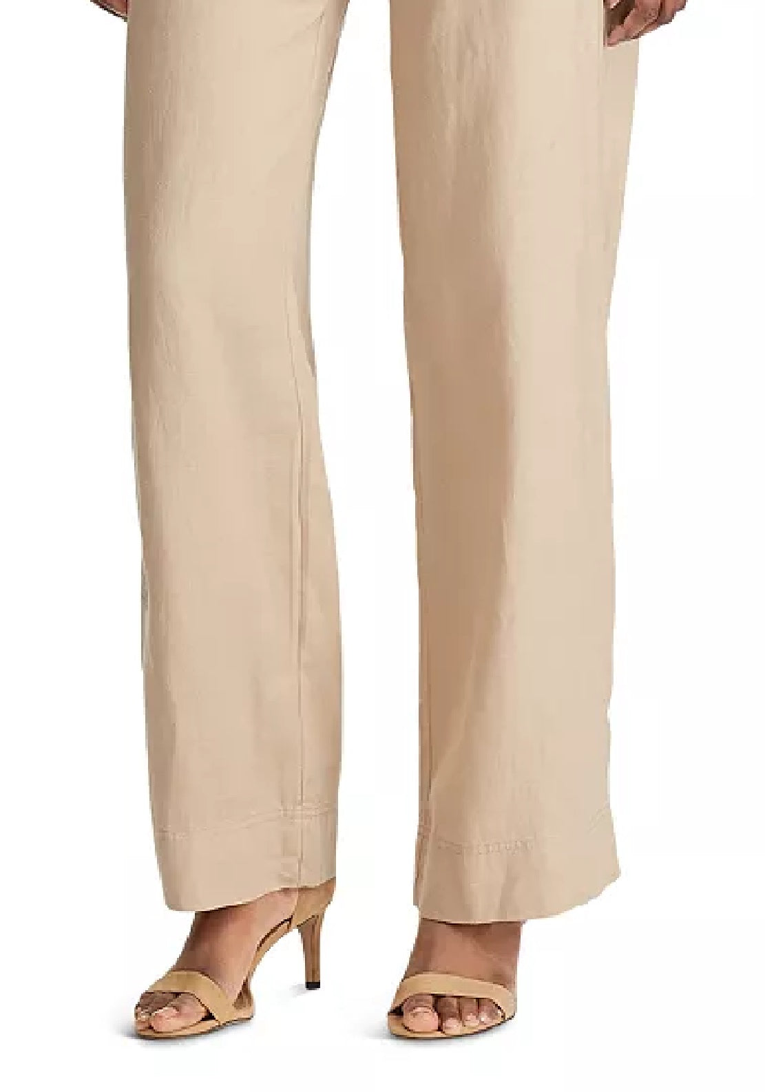 Calça de linho Ralph Lauren feminina, perna larga, marrom, tamanho 18