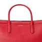 Bolsa tote Ralph Lauren feminina de couro granulado vermelha, tamanho regular