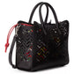 Bolsa tote Ralph Lauren Tyler de couro perfurado feminina, preta