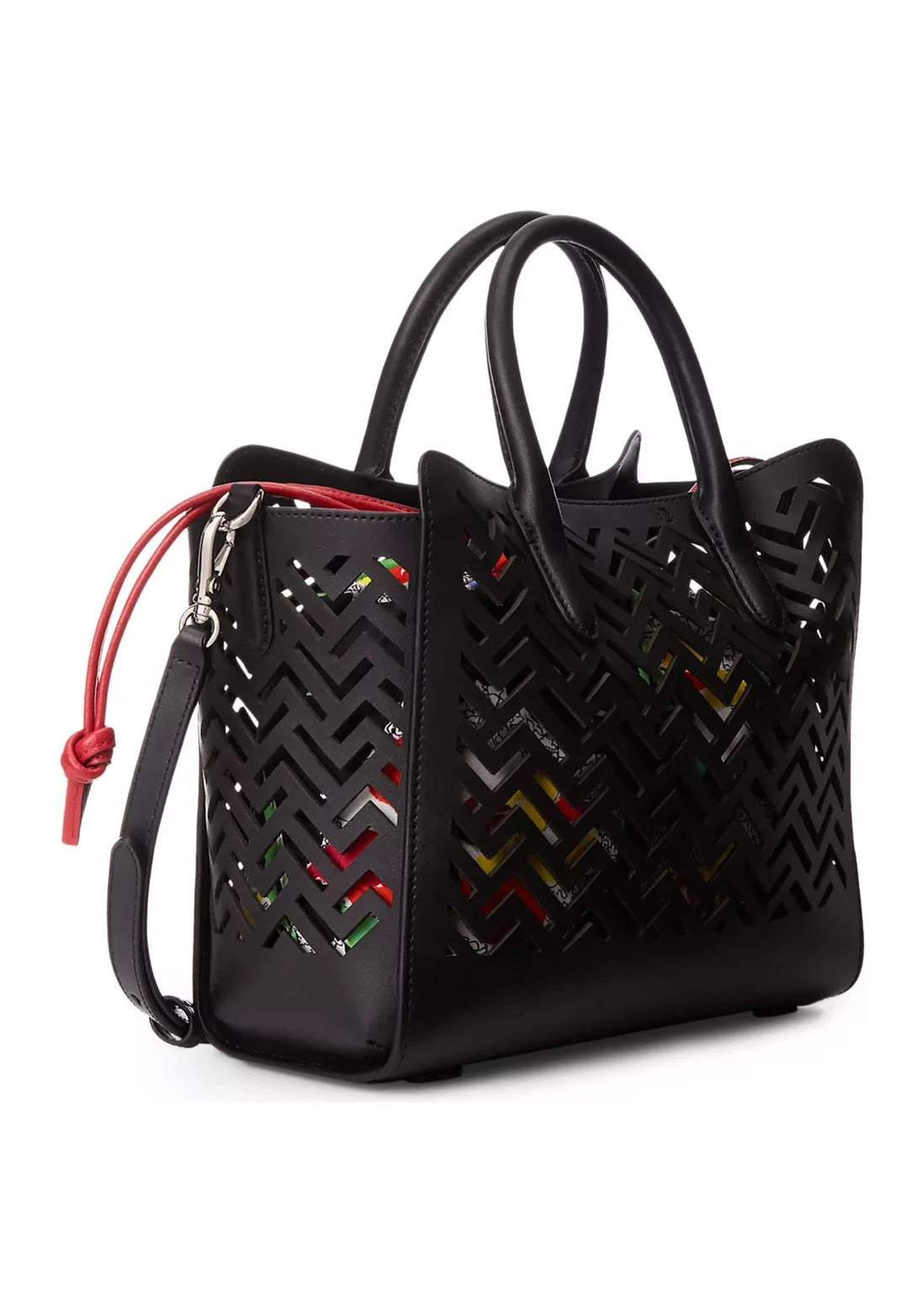 Bolsa tote Ralph Lauren Tyler de couro perfurado feminina, preta