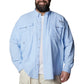 Camisa Columbia Masculina PFG Big &amp; Tall Bahama II Manga Longa Azul Tamanho XXX-G