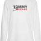Camiseta Tommy Hilfiger Masculina Manga Longa com Logotipo Corporativo Branca Tamanho Médio