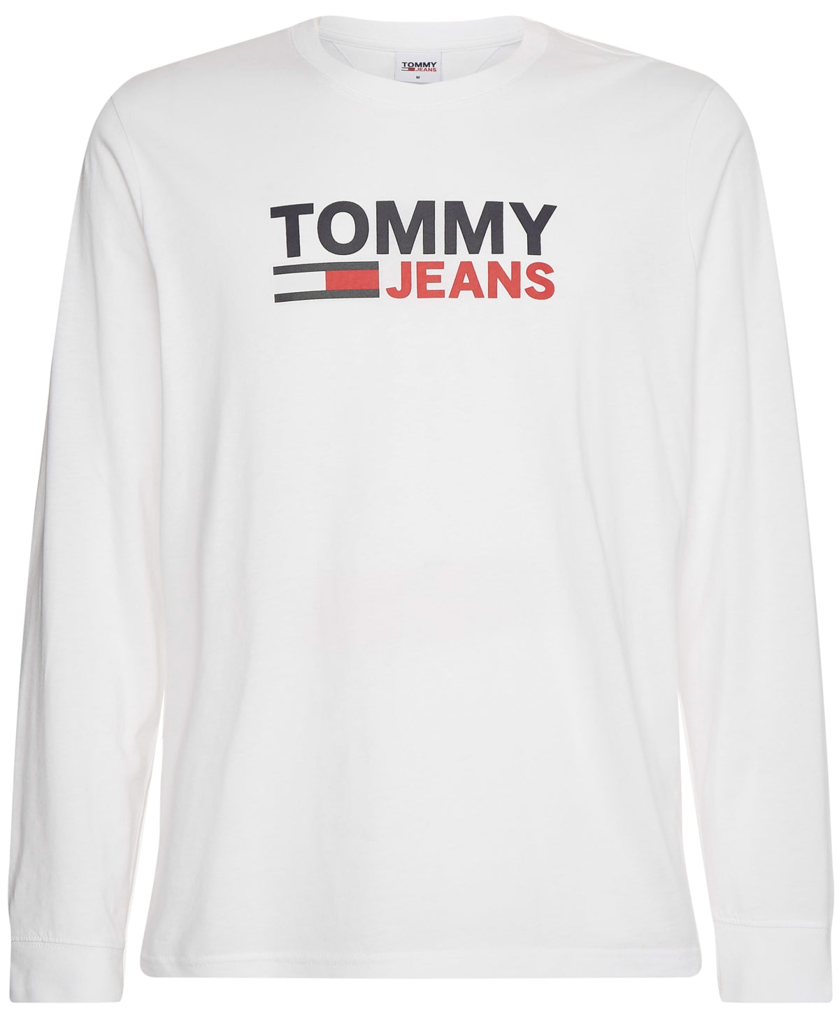 Camiseta Tommy Hilfiger Masculina Manga Longa com Logotipo Corporativo Branca Tamanho Médio