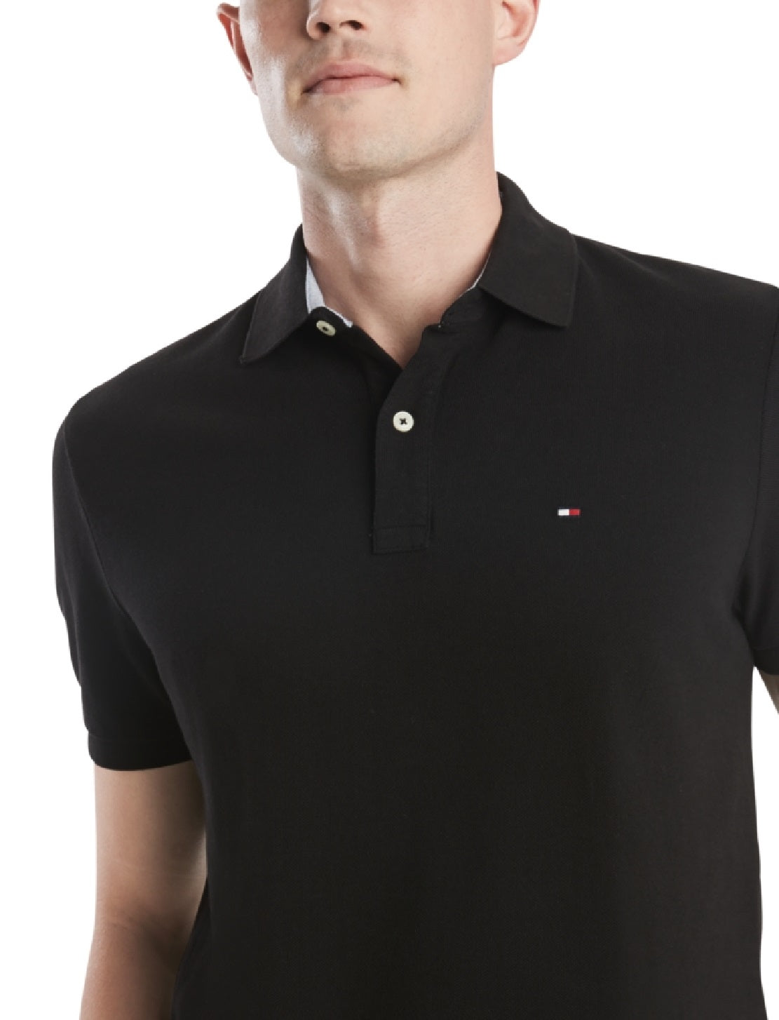 Tommy Hilfiger Custom Fit Ivy Polo Masculino Preto Tamanho Médio