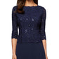 Vestido de festa feminino Alex Evenings com lantejoulas e chiffon, azul, tamanho 6