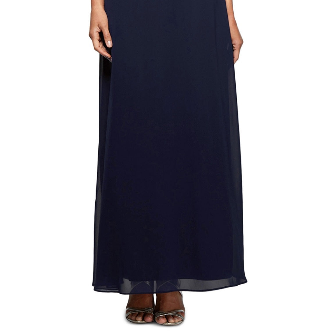 Vestido de festa feminino Alex Evenings com lantejoulas e chiffon, azul, tamanho 12