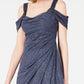 Vestido feminino Alex Evenings com ombros descobertos e babados e glitter, cinza, tamanho 8 pequeno