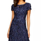 Vestido de festa feminino Alex Evenings com decote em A e renda, azul, tamanho 12