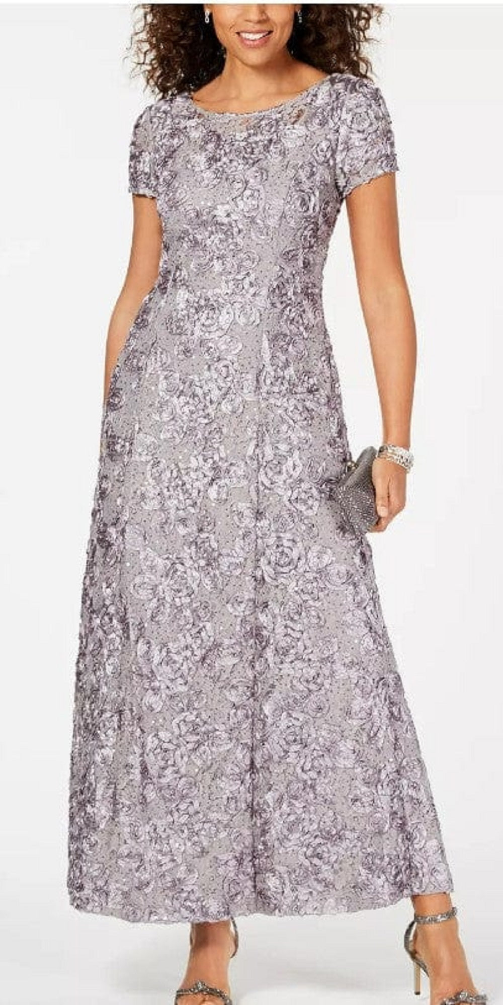 Vestido de festa feminino Alex Evenings, estilo roseta, roxo, tamanho 10
