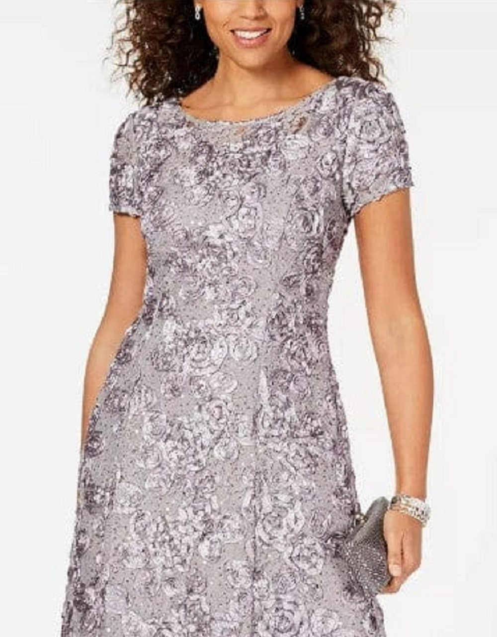 Vestido de festa feminino Alex Evenings, estilo roseta, roxo, tamanho 10
