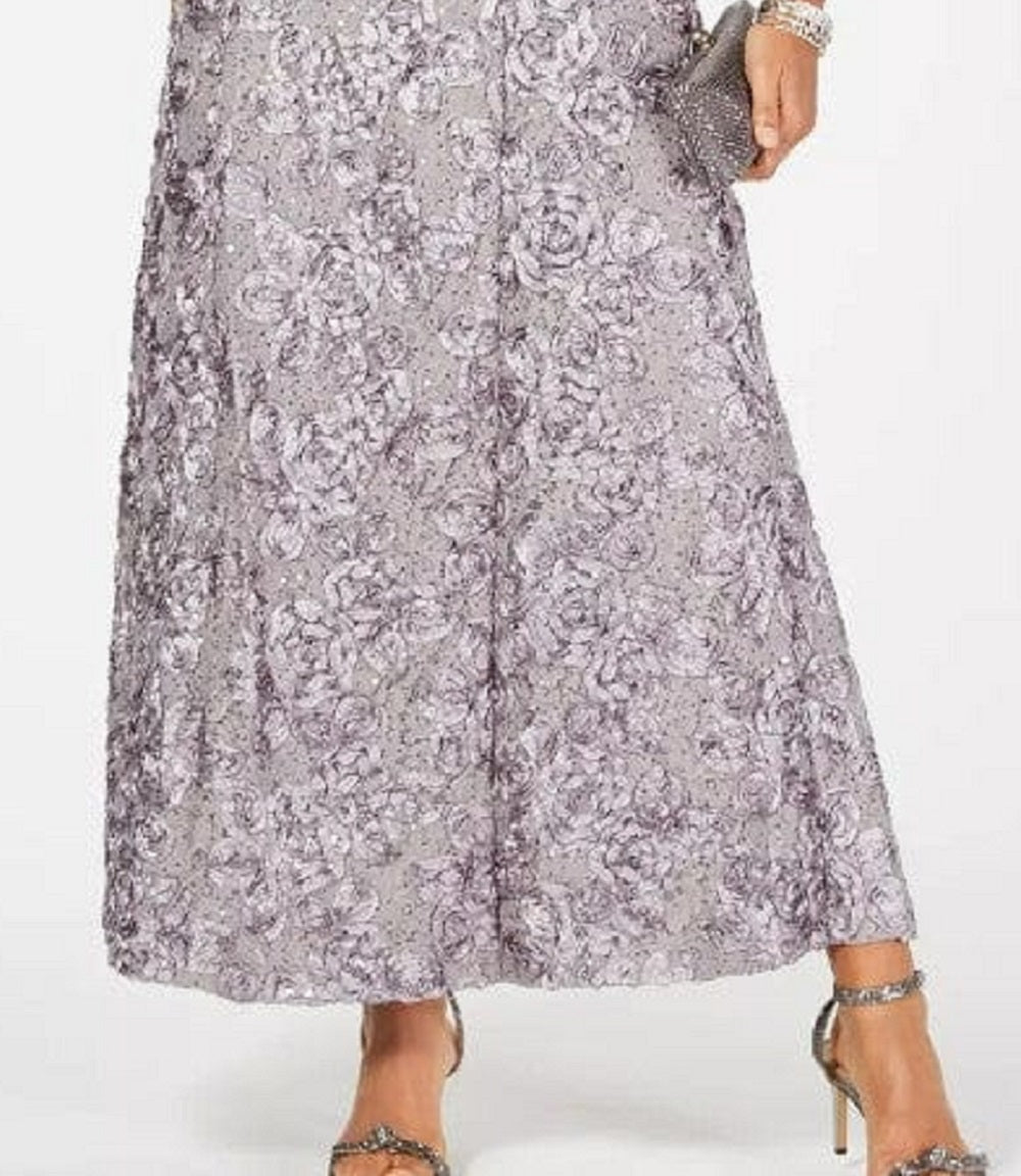 Vestido de festa feminino Alex Evenings, estilo roseta, roxo, tamanho 10