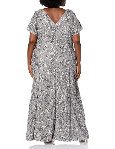 Vestido de festa feminino Alex Evenings com decote em A e renda, cinza, tamanho 16