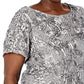 Vestido de festa feminino Alex Evenings com decote em A e renda, cinza, tamanho 16