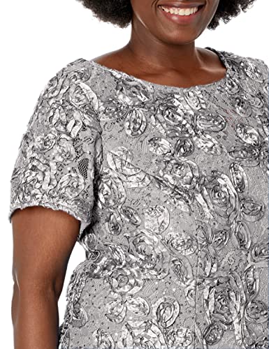 Vestido de festa feminino Alex Evenings com decote em A e renda, cinza, tamanho 16