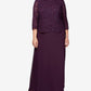 Vestido de festa feminino Alex Evenings, duas peças, corte A, roxo, tamanho 20W
