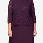 Vestido de festa feminino Alex Evenings, duas peças, corte A, roxo, tamanho 20W