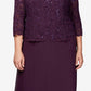 Vestido de festa feminino Alex Evenings, duas peças, corte A, roxo, tamanho 22W