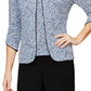 Conjunto de jaqueta e blusa estampada feminina Alex Evenings, azul, tamanho pequeno médio