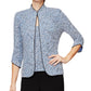 Conjunto de jaqueta e blusa estampada feminina Alex Evenings, azul, tamanho pequeno médio