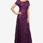 Vestido de festa feminino Alex Evenings com decote em A e renda, roxo, tamanho 14