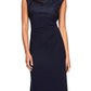 Vestido feminino Alex Evenings com corpete brocado e cintura império, azul, tamanho 8