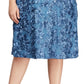 Vestido feminino Alex Evenings com renda, lantejoulas, costas em V, floral, manga curta, decote redondo, azul, tamanho pequeno