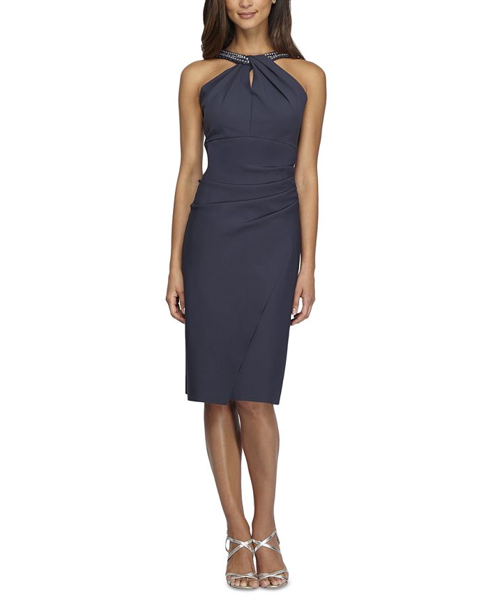 Vestido feminino Alex Evenings azul com detalhes embelezados, tamanho 16