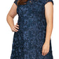 Vestido de coquetel feminino Alex Evenings com lantejoulas e renda, azul, tamanho 16W
