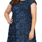 Vestido de coquetel feminino Alex Evenings com lantejoulas e renda, azul, tamanho 22W