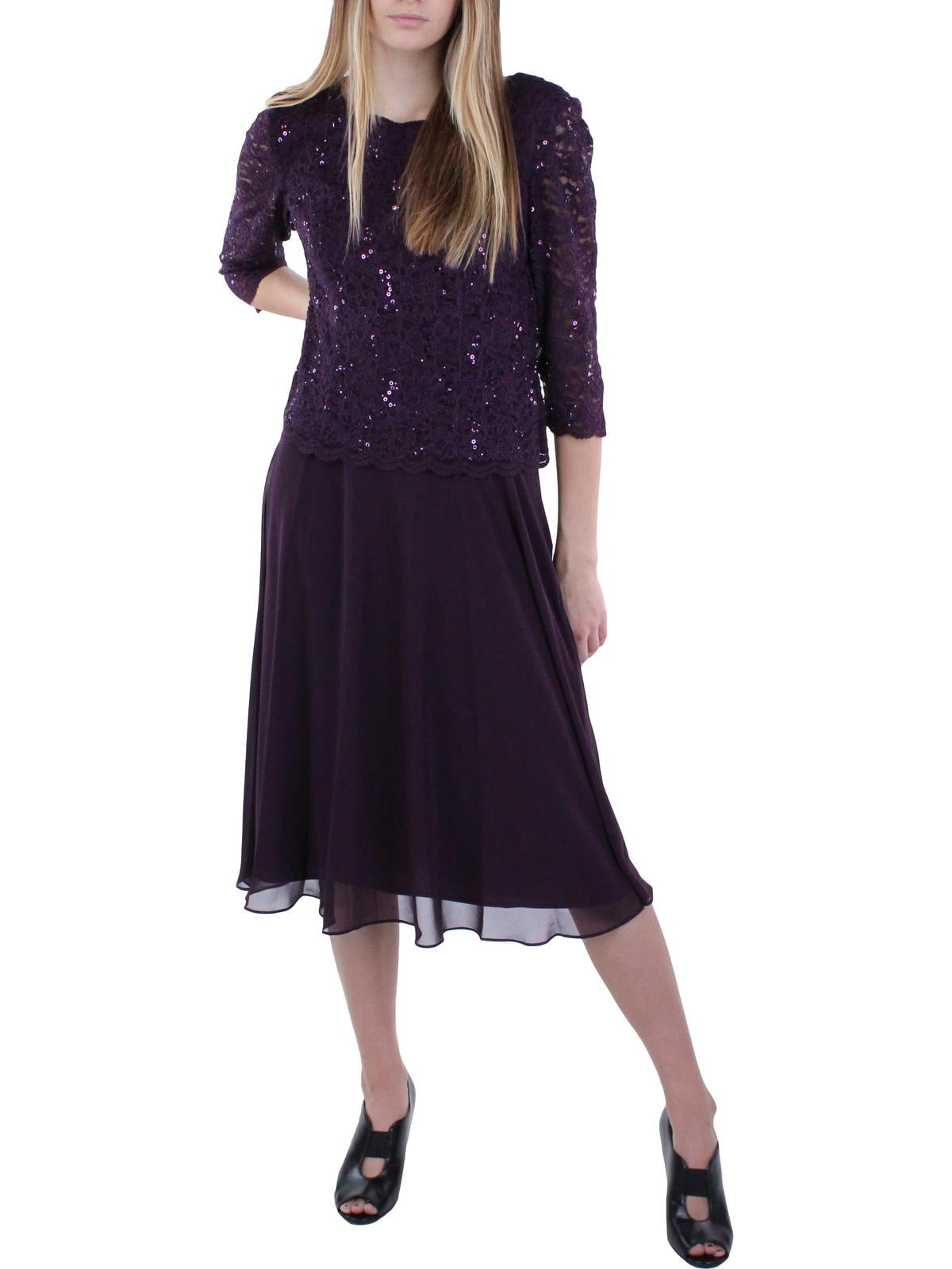 Vestido feminino Alex Evenings com lantejoulas e contraste de renda, tamanho médio, preto