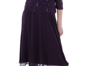 Vestido feminino Alex Evenings com lantejoulas e contraste de renda, tamanho médio, preto