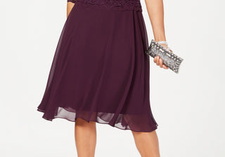 Vestido feminino Alex Evenings com lantejoulas e contraste de renda, tamanho médio, preto