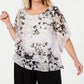 Blusa feminina estampada Alex Evenings, branca, tamanho 1X
