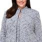 Conjunto de jaqueta e blusa estampadas estilo mandarim Alex Evenings para mulheres, azul, tamanho 2X