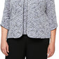 Conjunto de jaqueta e blusa estampadas estilo mandarim Alex Evenings para mulheres, azul, tamanho 2X