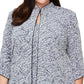 Conjunto de jaqueta e blusa estampada mandarim Alex Evenings feminino, roxo, tamanho 3X