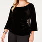 Alex Evenings Top Plus Velvet Embelezado Feminino Preto Tamanho 3X