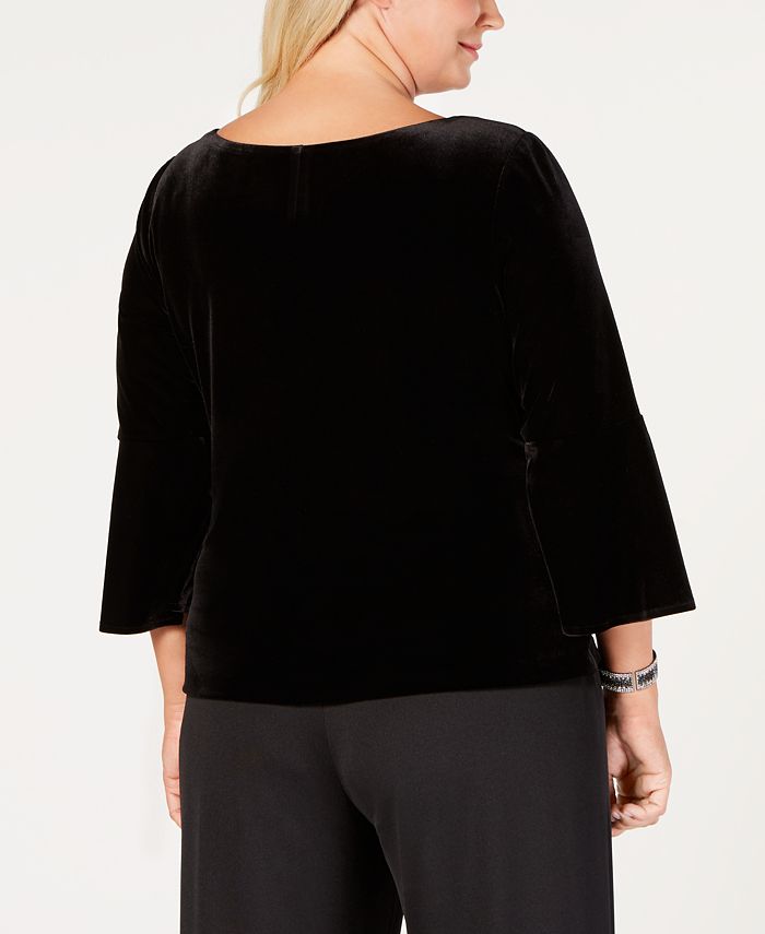 Alex Evenings Top Plus Velvet Embelezado Feminino Preto Tamanho 3X