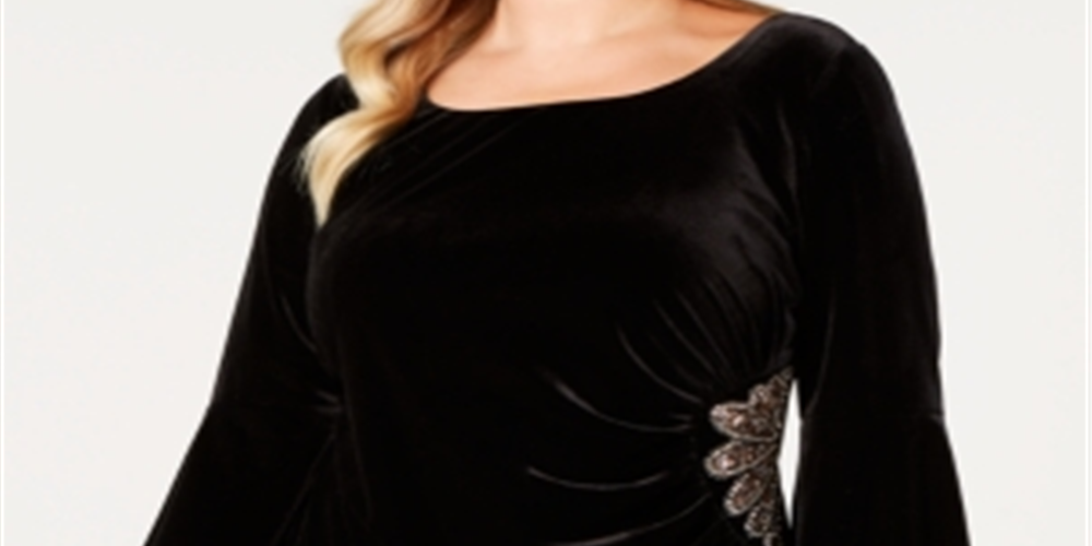 Alex Evenings Top Plus Velvet Embelezado Feminino Preto Tamanho 3X