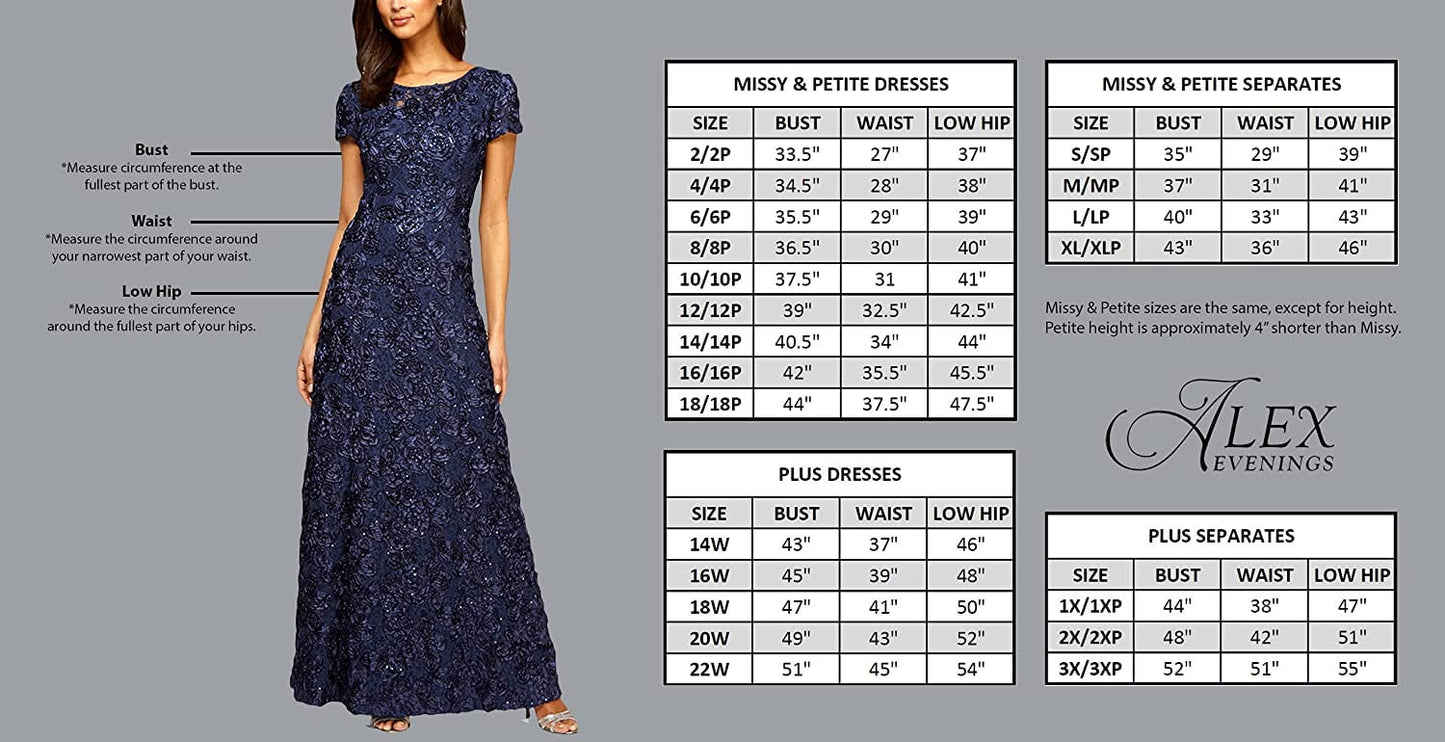 Vestido de festa feminino Alex Evenings com lantejoulas e renda, marrom, tamanho 16