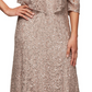 Vestido de festa feminino Alex Evenings com lantejoulas e renda, marrom, tamanho 16