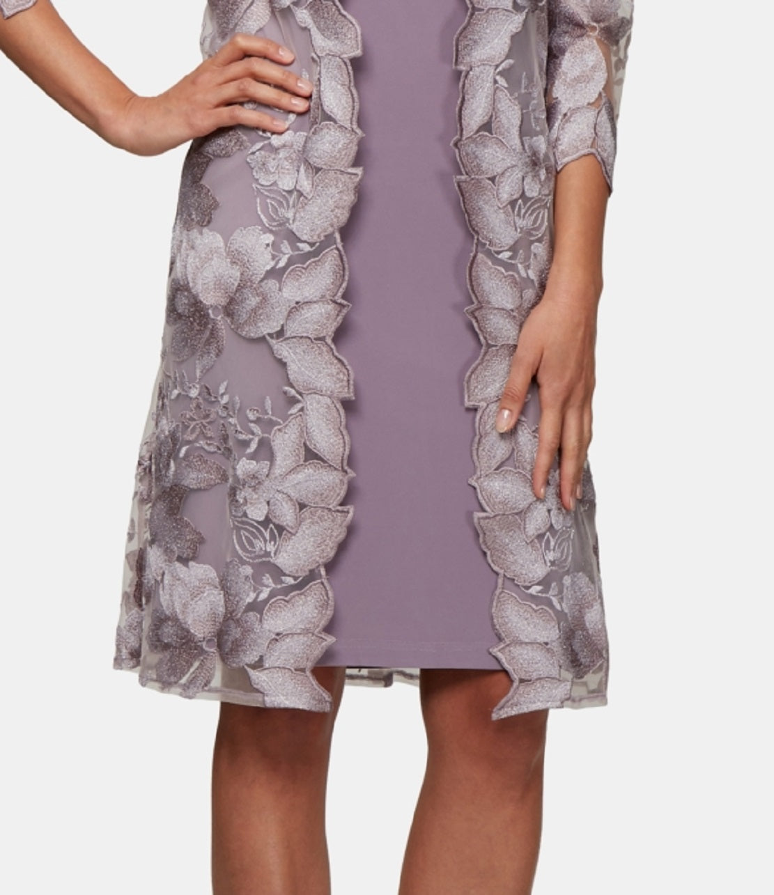 Vestido feminino Alex Evenings com jaqueta bordada e aparência em camadas, rosa, tamanho 6, pequeno