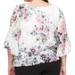 Blusa feminina estampada floral Alex Evenings, branca, tamanho 1X